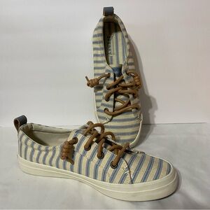 Sperry Crest Vibe Blue & Cream Striped Sneakers - NWOT 7.5 Women’s -Comfy & Cute